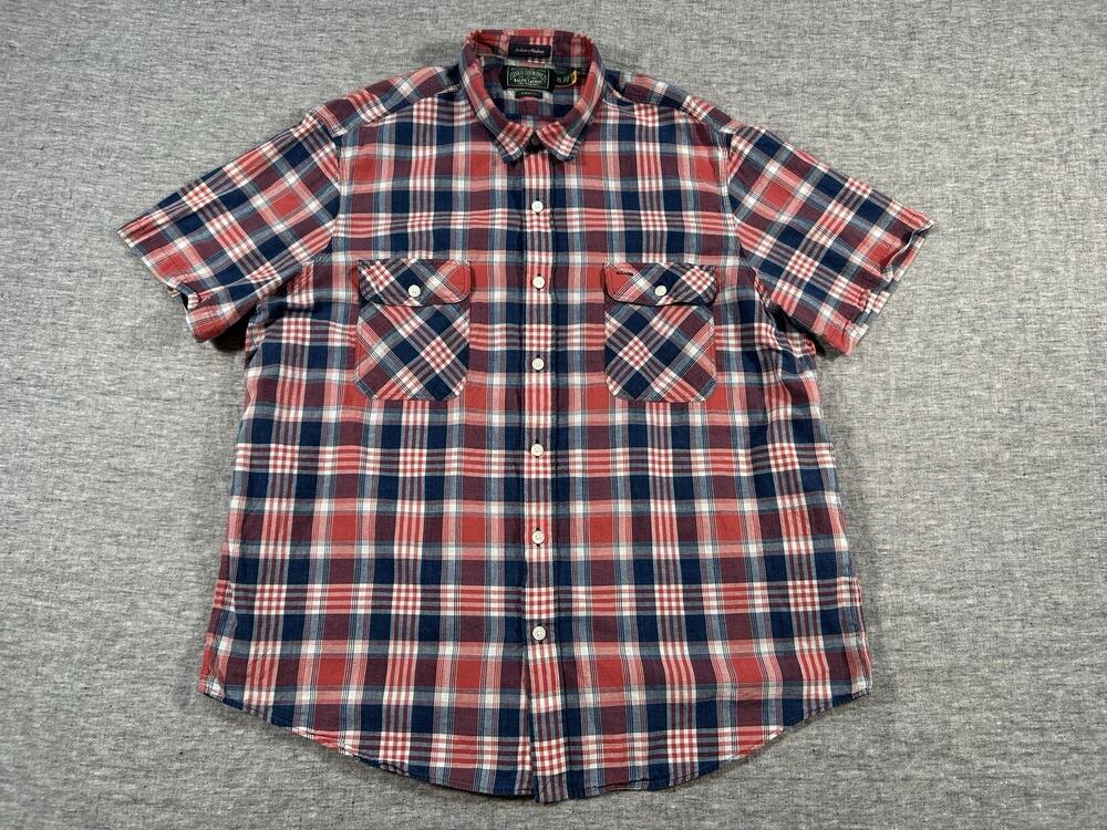 Ralph Lauren Polo Country Indian Madras Button Shirt Mens XXL Plaid Preppy